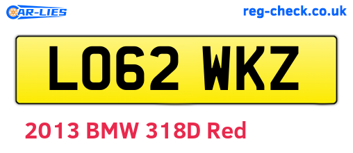 LO62WKZ are the vehicle registration plates.