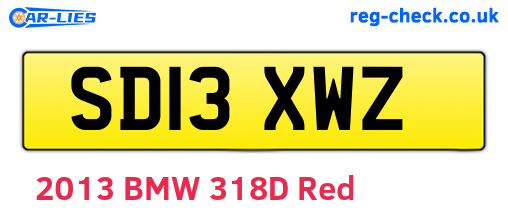 SD13XWZ are the vehicle registration plates.