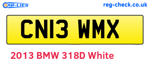 CN13WMX are the vehicle registration plates.