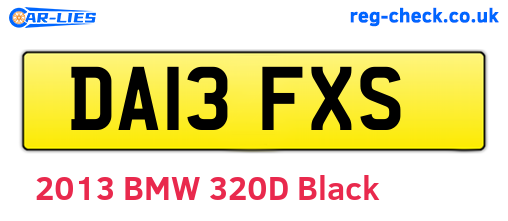 DA13FXS are the vehicle registration plates.