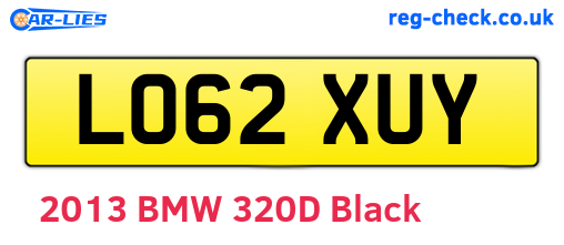 LO62XUY are the vehicle registration plates.