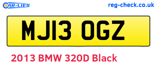 MJ13OGZ are the vehicle registration plates.