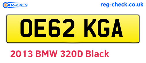 OE62KGA are the vehicle registration plates.