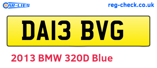 DA13BVG are the vehicle registration plates.