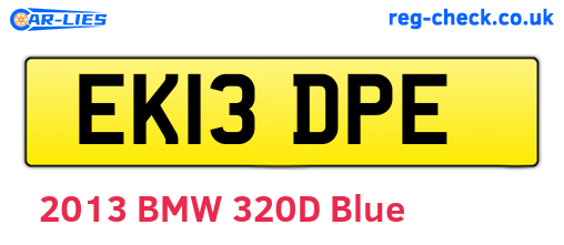 EK13DPE are the vehicle registration plates.