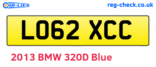 LO62XCC are the vehicle registration plates.