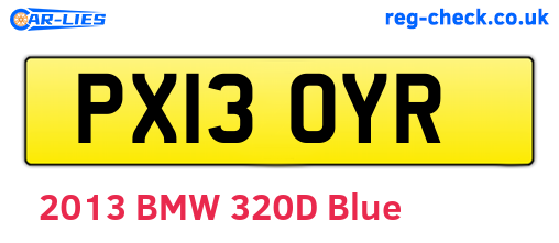 PX13OYR are the vehicle registration plates.