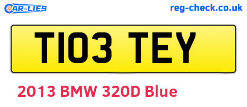 T103TEY are the vehicle registration plates.