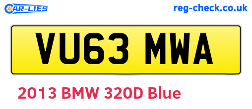 VU63MWA are the vehicle registration plates.