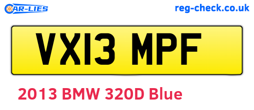 VX13MPF are the vehicle registration plates.