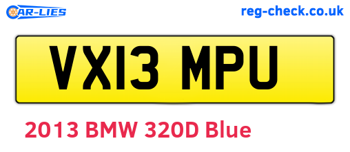 VX13MPU are the vehicle registration plates.