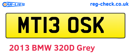 MT13OSK are the vehicle registration plates.