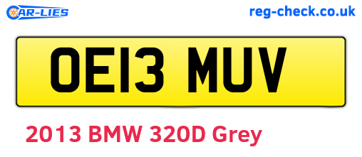 OE13MUV are the vehicle registration plates.