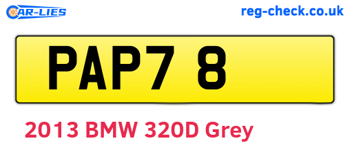 PAP78 are the vehicle registration plates.
