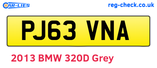 PJ63VNA are the vehicle registration plates.