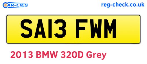 SA13FWM are the vehicle registration plates.