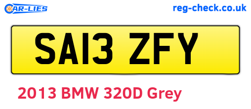 SA13ZFY are the vehicle registration plates.