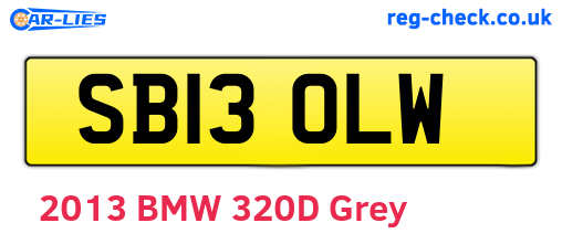 SB13OLW are the vehicle registration plates.