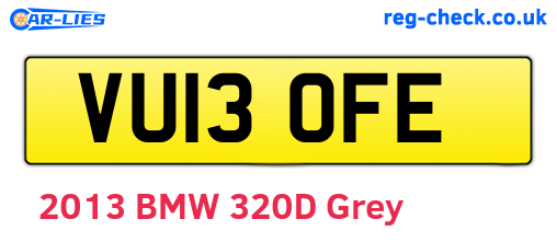 VU13OFE are the vehicle registration plates.