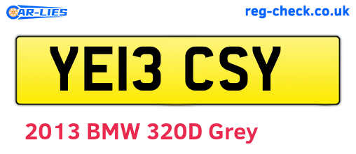 YE13CSY are the vehicle registration plates.