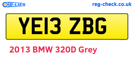 YE13ZBG are the vehicle registration plates.