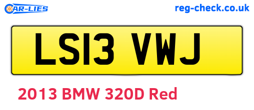 LS13VWJ are the vehicle registration plates.