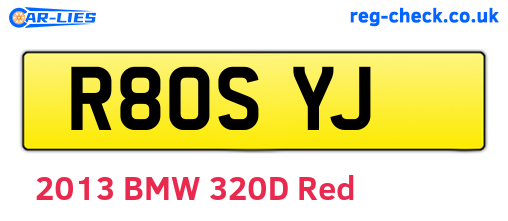 R80SYJ are the vehicle registration plates.