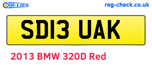 SD13UAK are the vehicle registration plates.