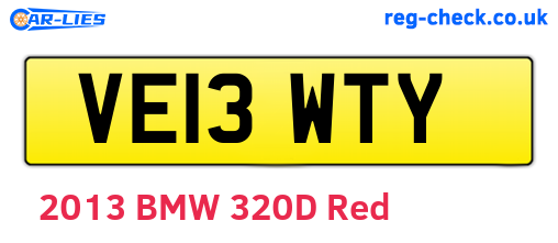 VE13WTY are the vehicle registration plates.