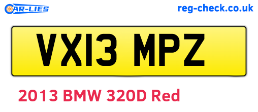 VX13MPZ are the vehicle registration plates.