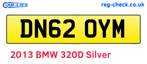 DN62OYM are the vehicle registration plates.