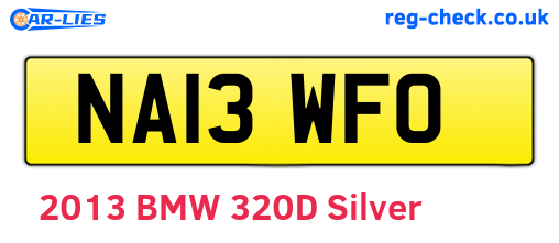 NA13WFO are the vehicle registration plates.