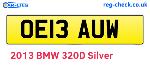 OE13AUW are the vehicle registration plates.