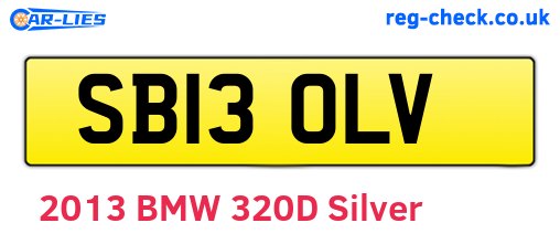 SB13OLV are the vehicle registration plates.