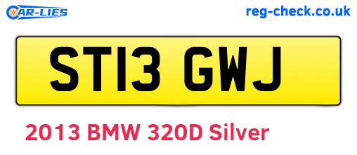 ST13GWJ are the vehicle registration plates.