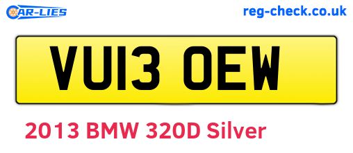 VU13OEW are the vehicle registration plates.
