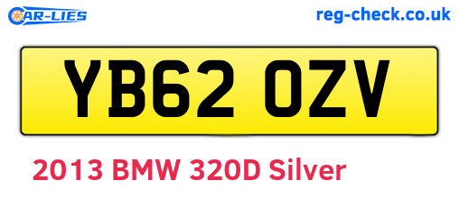 YB62OZV are the vehicle registration plates.