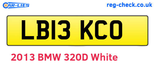 LB13KCO are the vehicle registration plates.