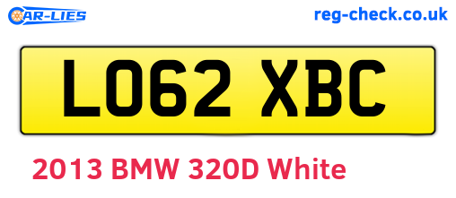 LO62XBC are the vehicle registration plates.