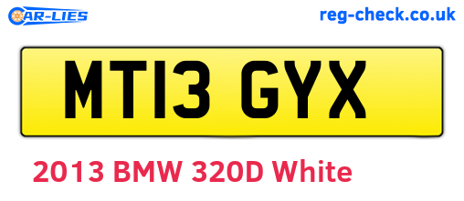 MT13GYX are the vehicle registration plates.