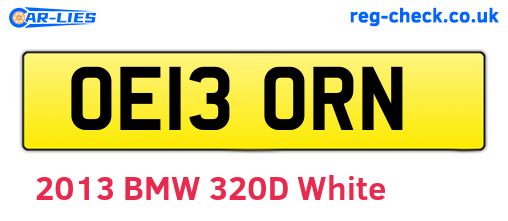 OE13ORN are the vehicle registration plates.