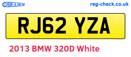 RJ62YZA are the vehicle registration plates.
