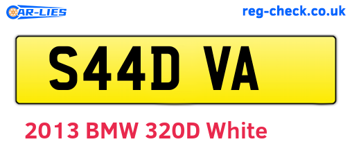 S44DVA are the vehicle registration plates.