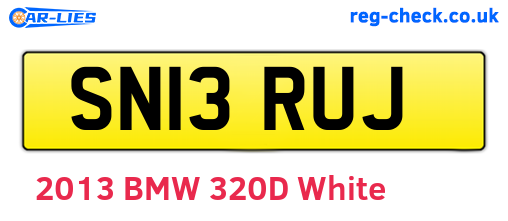 SN13RUJ are the vehicle registration plates.