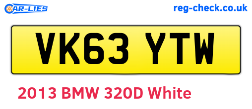 VK63YTW are the vehicle registration plates.