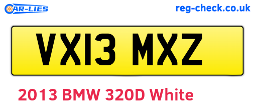 VX13MXZ are the vehicle registration plates.