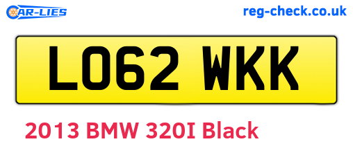 LO62WKK are the vehicle registration plates.