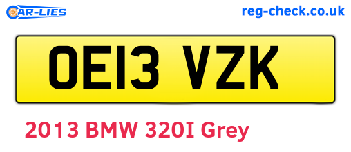 OE13VZK are the vehicle registration plates.