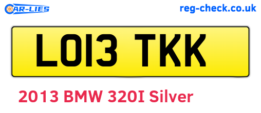 LO13TKK are the vehicle registration plates.
