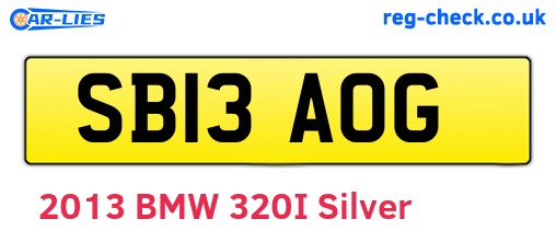 SB13AOG are the vehicle registration plates.